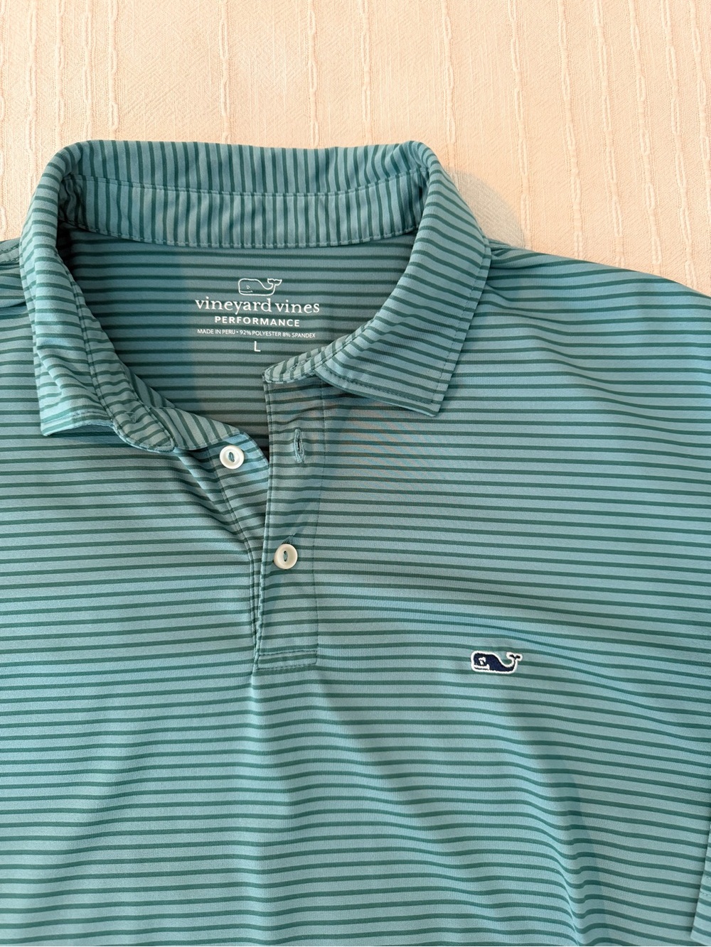 Vineyard Vines Teal Striped Performance Polo